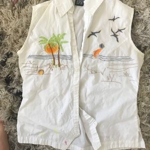 Embroidered vintage button up